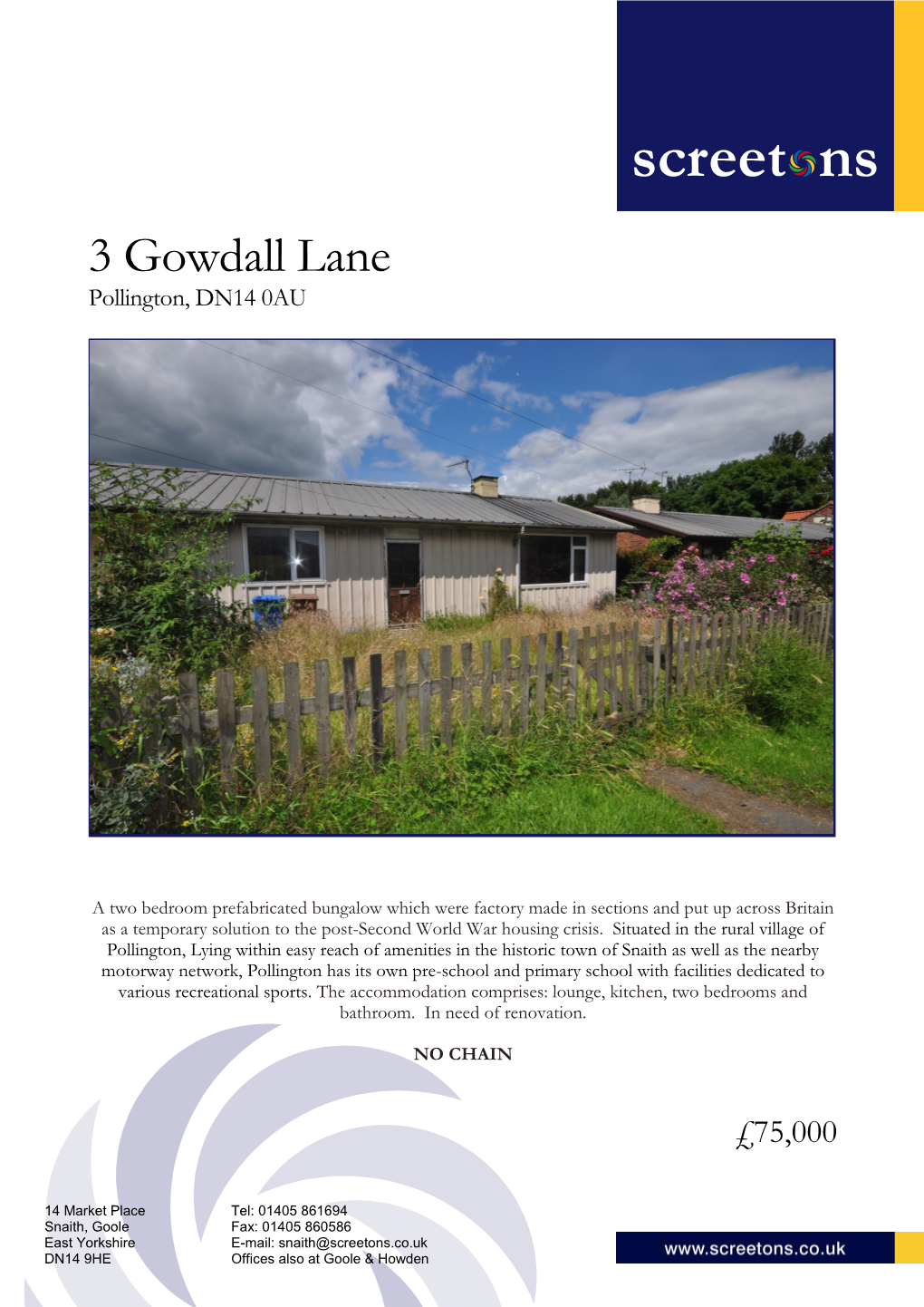 3 Gowdall Lane Pollington, DN14 0AU