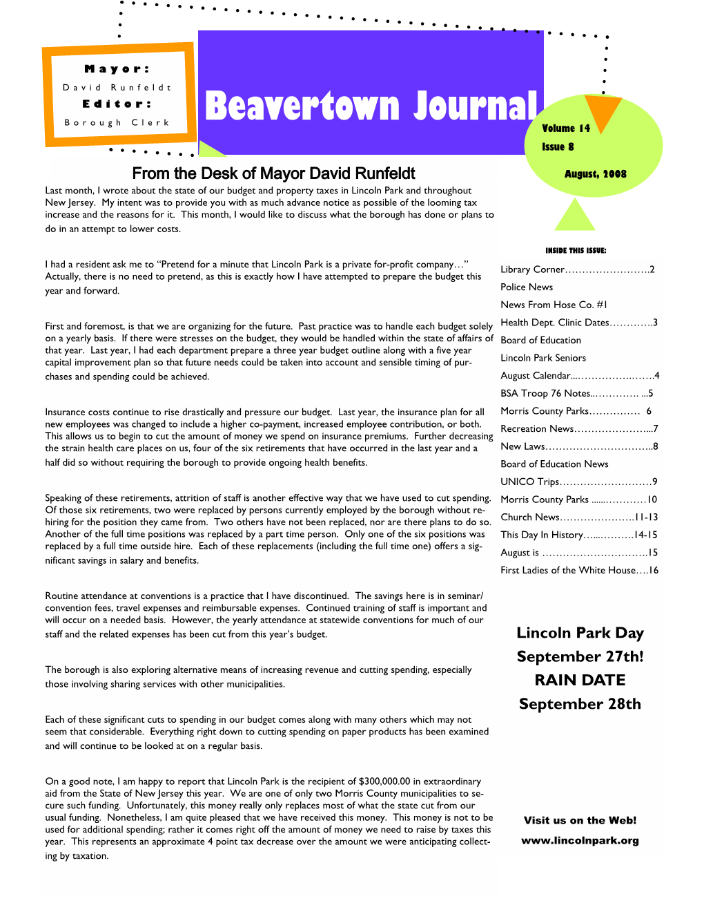 Beavertown Journal Volume 14 Issue 8