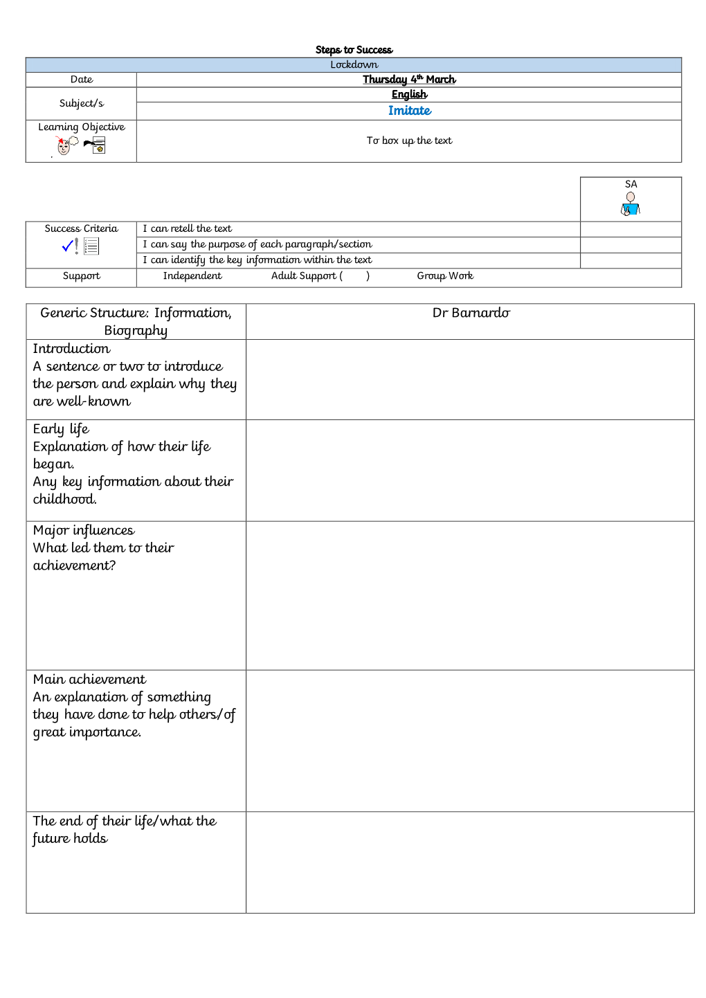 Generic Structure: Information, Biography Dr Barnardo Introduction