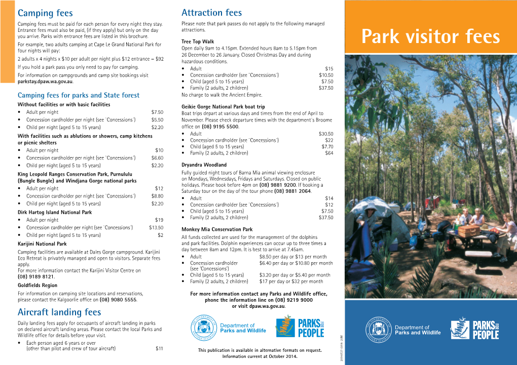 Camping Fees Park Visitor Fees