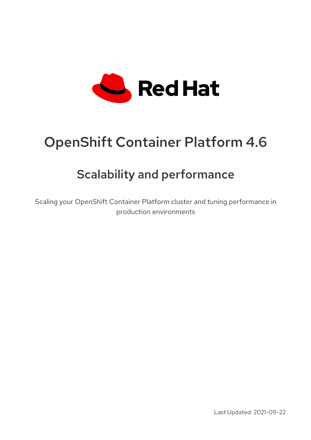 Openshift Container Platform 4.6 Scalability and Performance