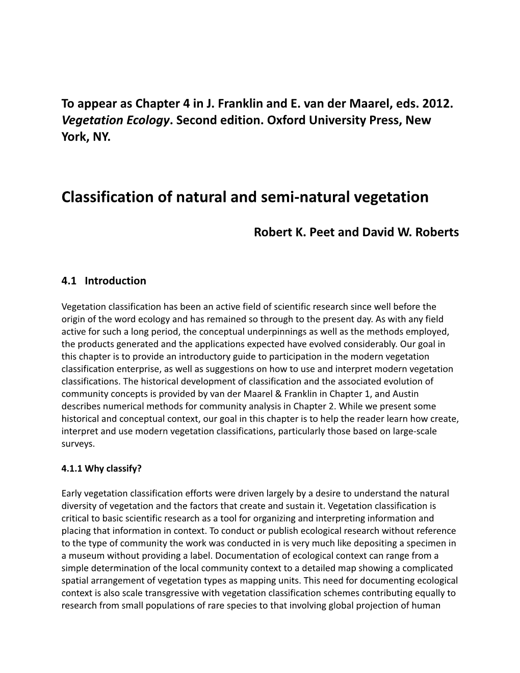 Classification of Natural and Semi-Natural Vegetation