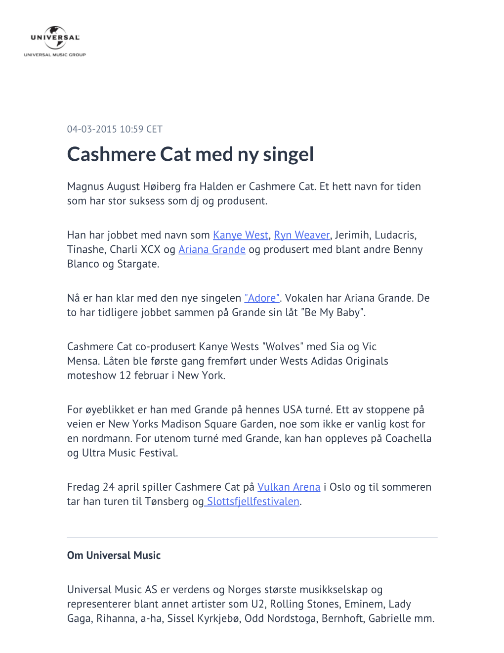 Cashmere Cat Med Ny Singel