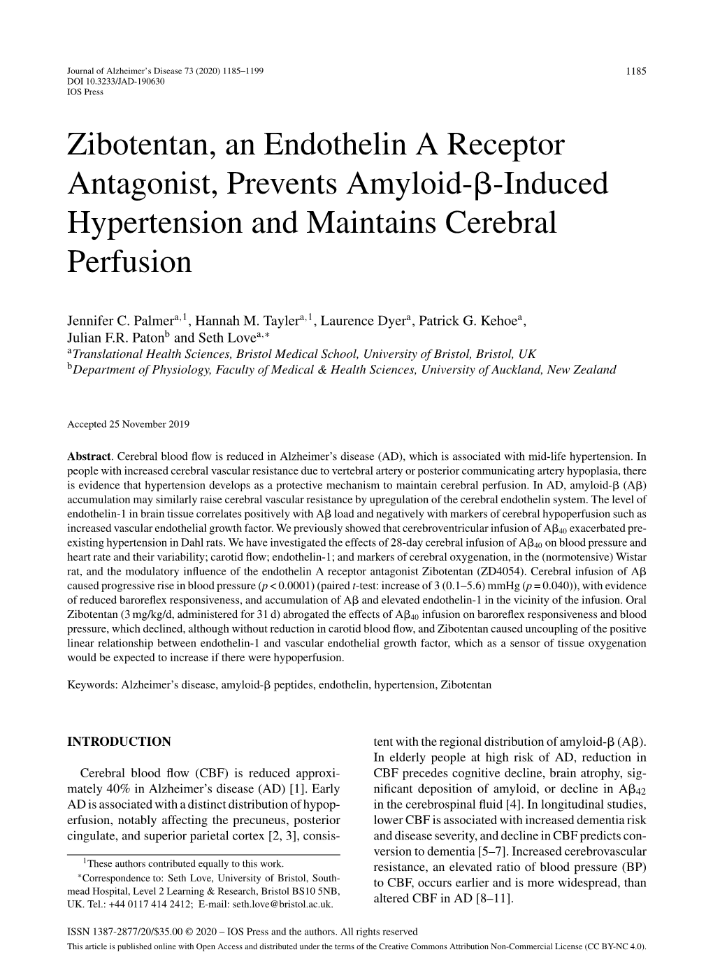 Zibotentan, an Endothelin a Receptor Antagonist, Prevents Amyloid-Я