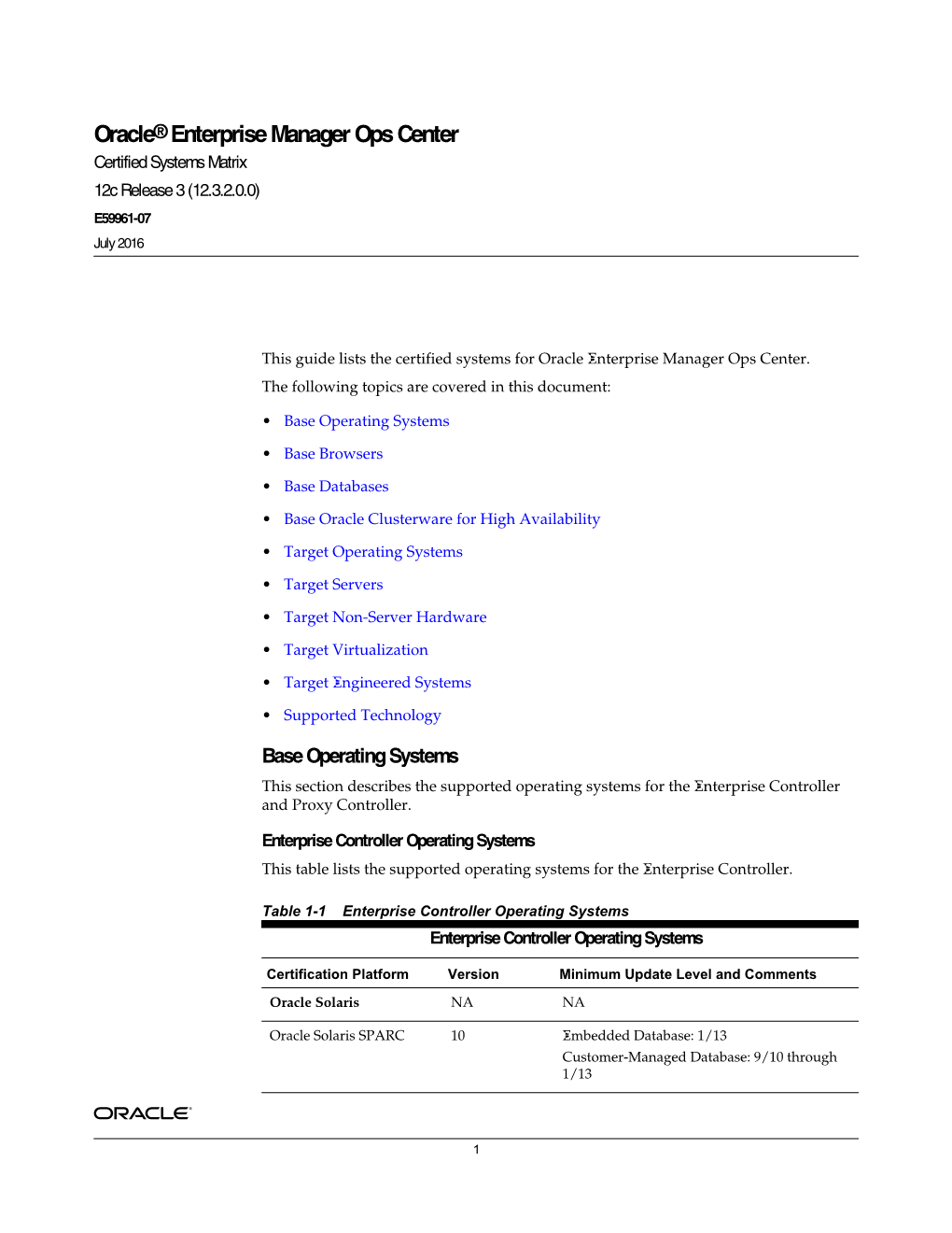 Certified Systems Matrix 12C Release 3 (12.3.2.0.0) E59961-07 July 2016