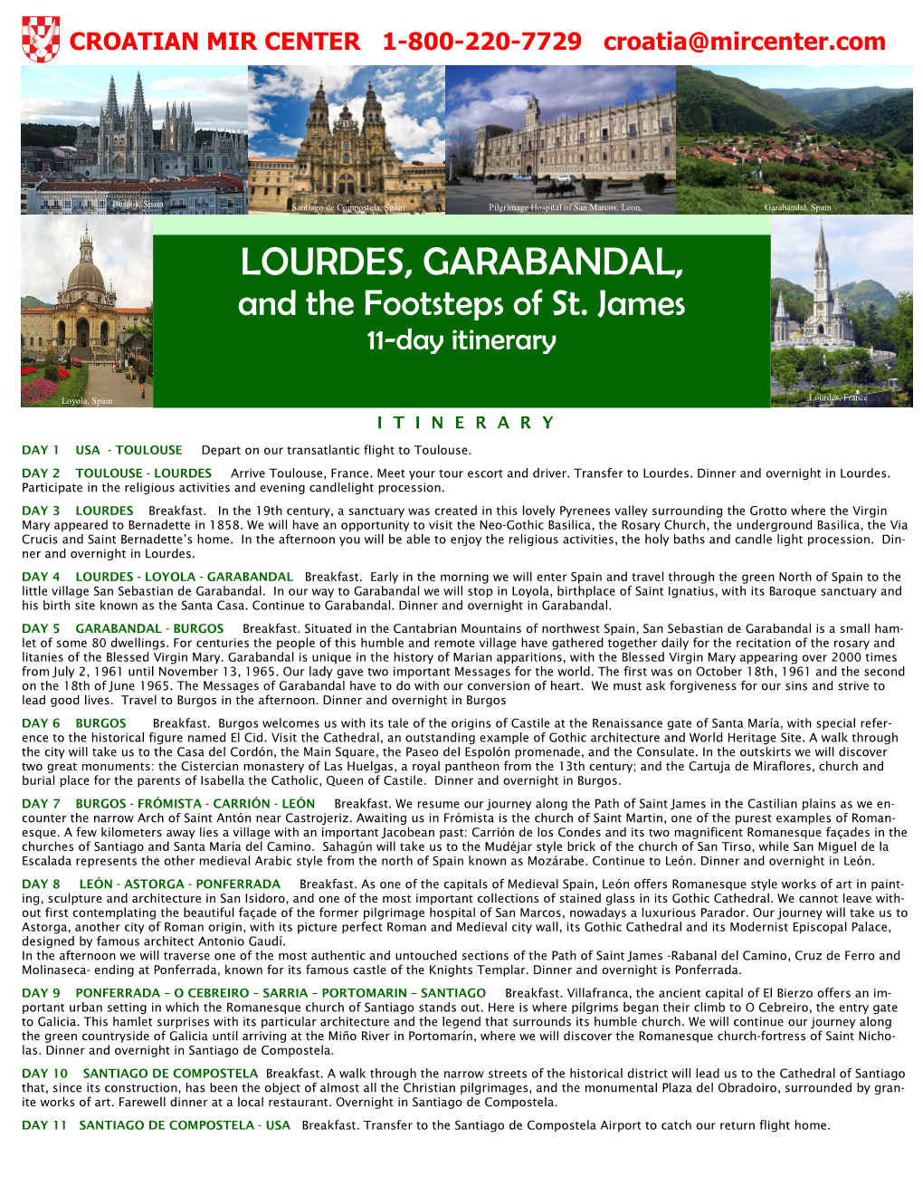 LOURDES and GARABANDAL 11 DAYS.Pub