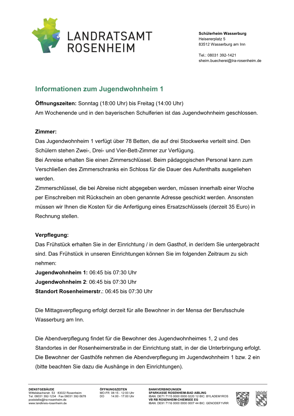 Informationen Zum Jugendwohnheim 1