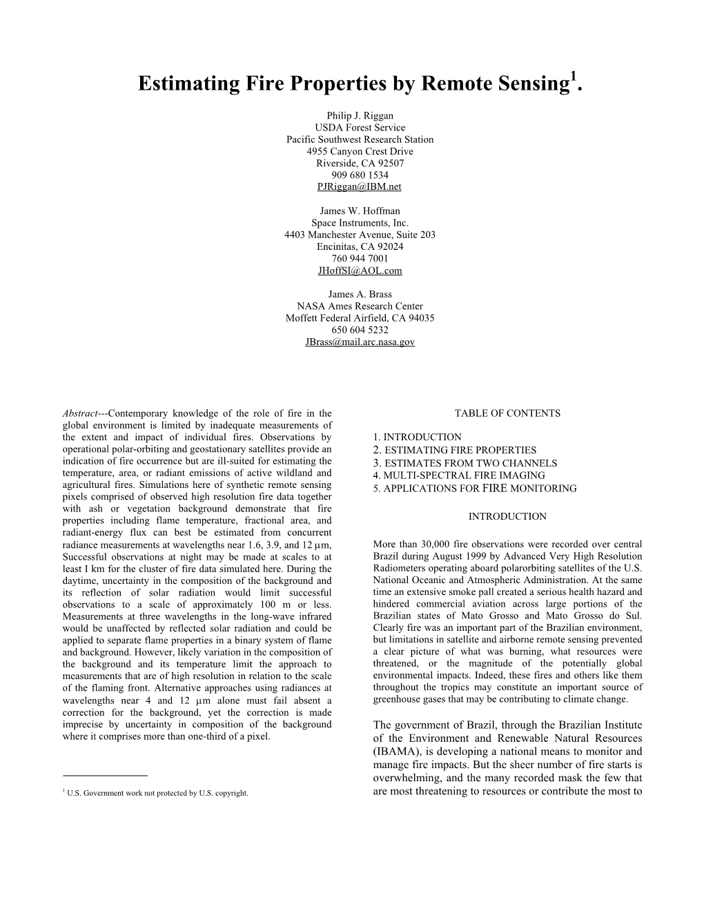 Estimating Fire Properties by Remote Sensing