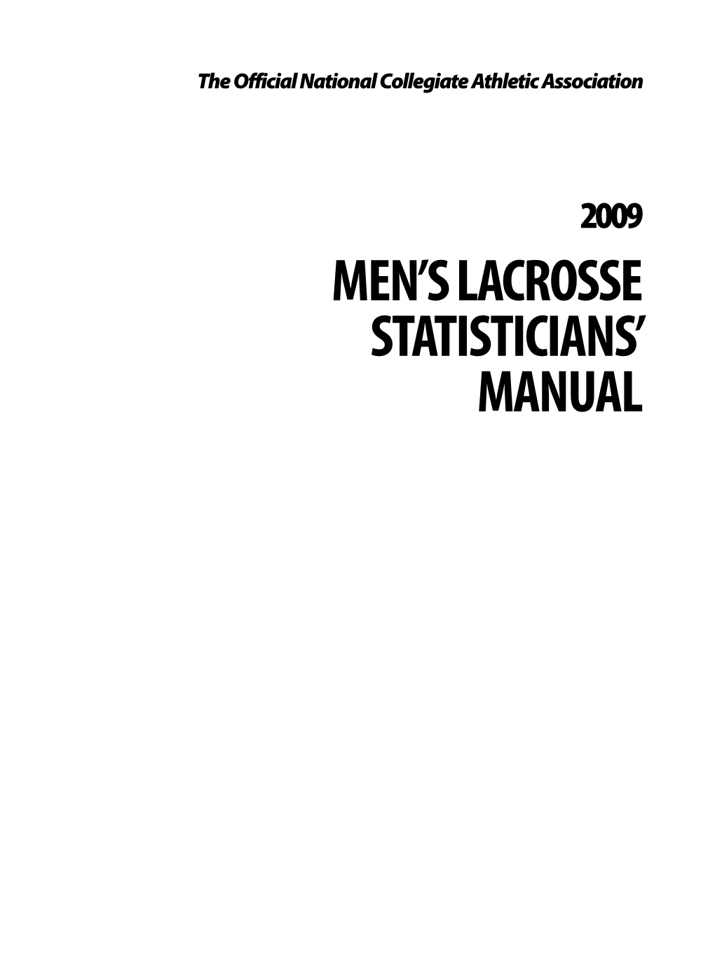 Men's Lacrosse Statisticians' Manual