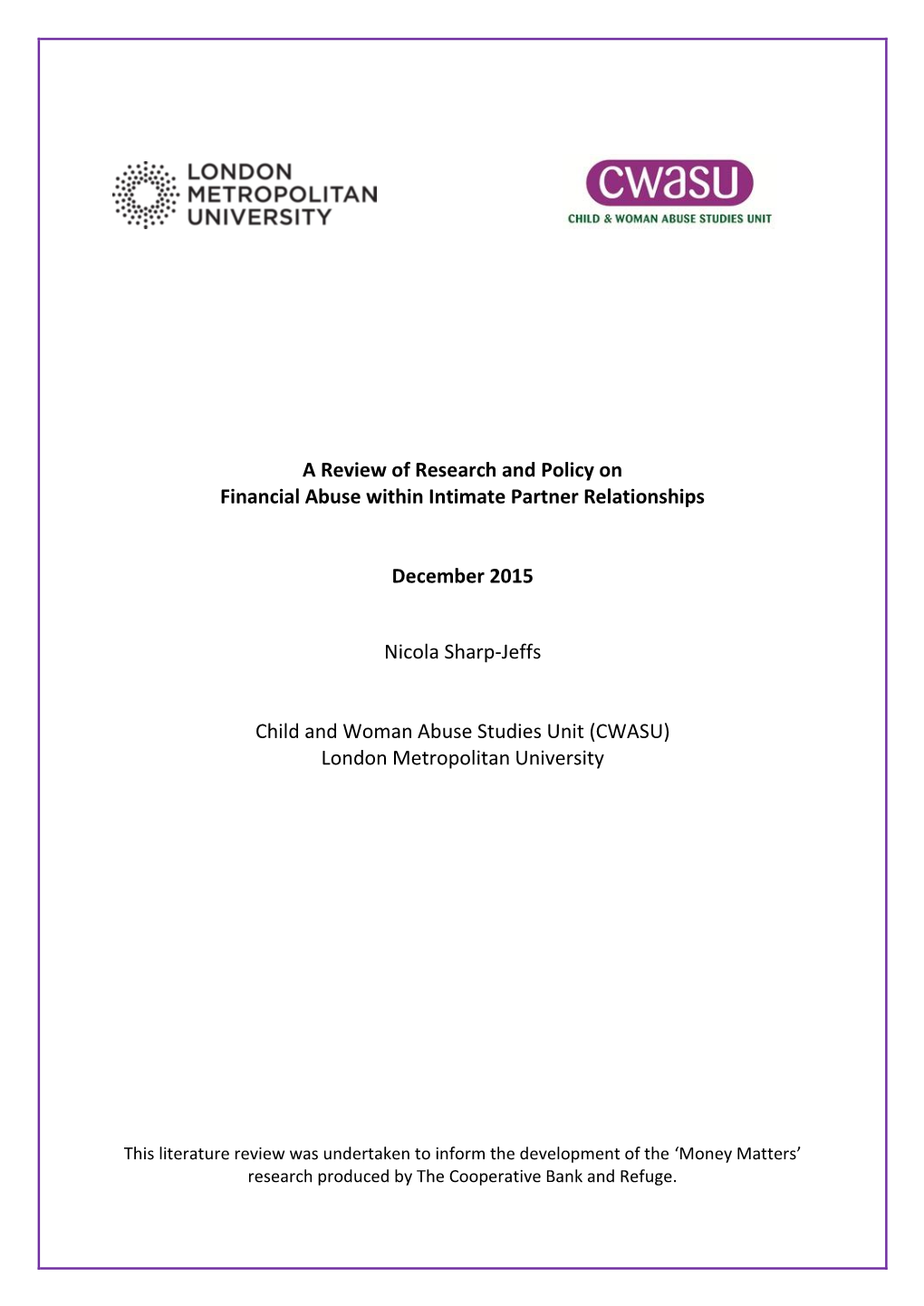 A Review of Research and Policy on Financial Abuse Within Intimate Partner Relationships