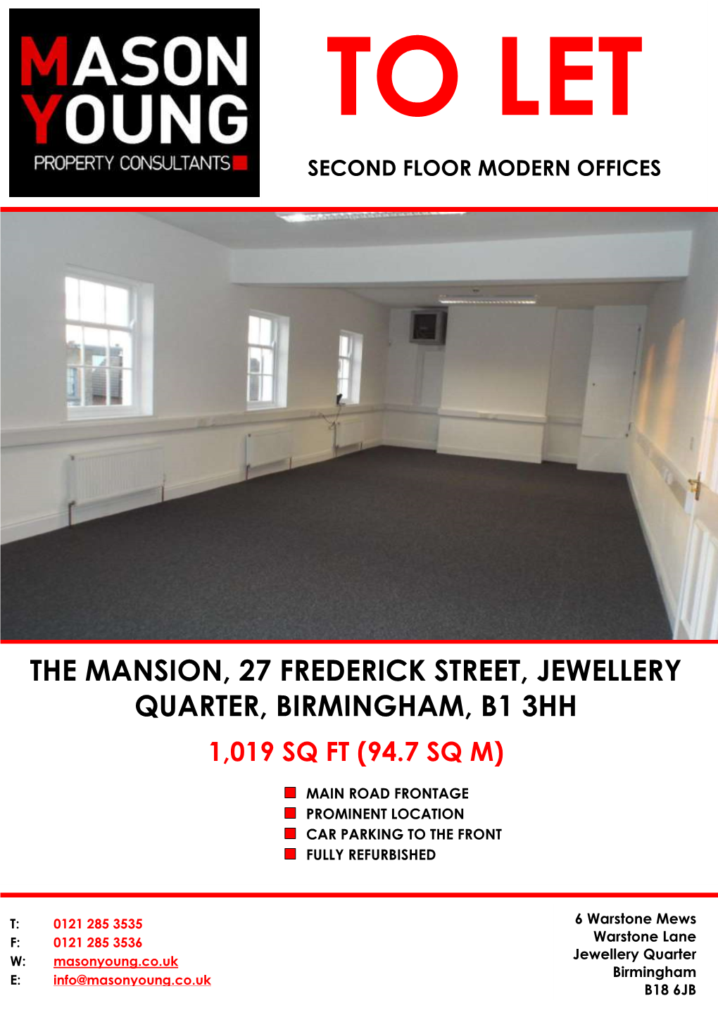 The Mansion, 27 Frederick Street, Jewellery Quarter, Birmingham, B1