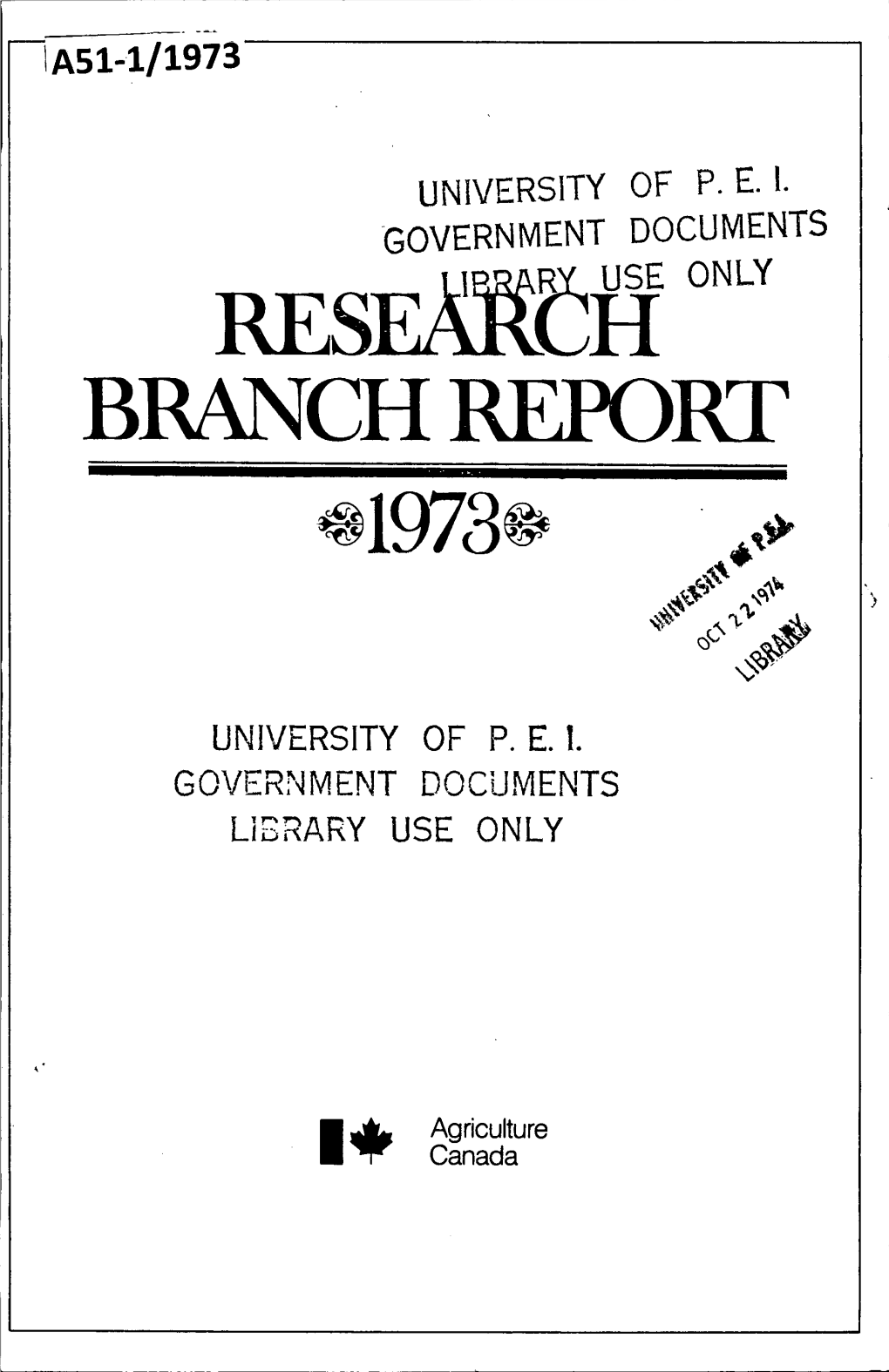 BRANCH REPORT ~1973~ •..~ ~ ~ ?I~'" ~~ ",," ~ C)"'\'\