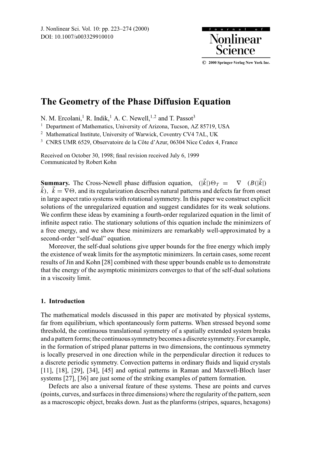 The Geometry of the Phase Diffusion Equation