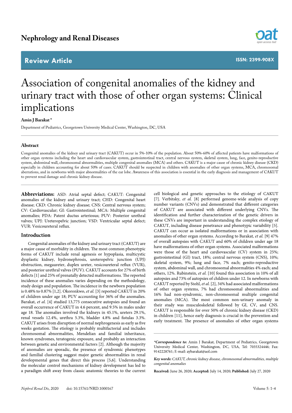 Association of Congenital Anomalies of the Kidney and Urinary