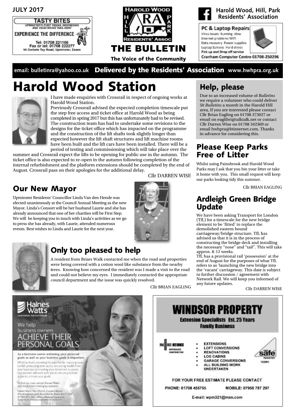 JULY 2017 Harold Wood, Hill, Park Residents’ Association
