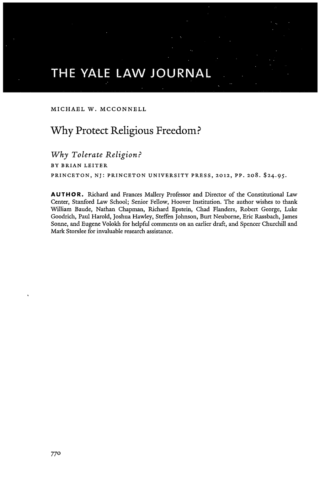 Why Protect Religious Freedom?