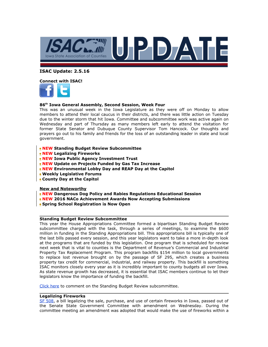 ISAC Legislative Update