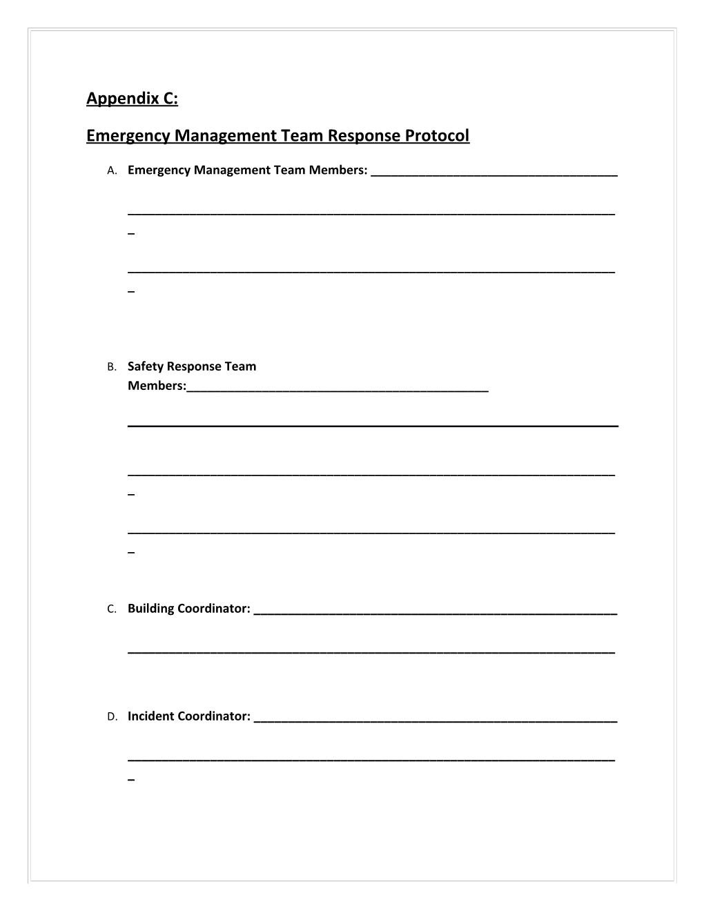 Emergency Management Team Response Protocol