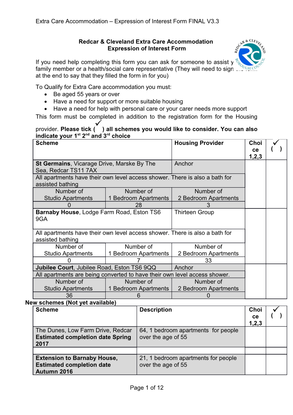 Extra Care Accommodation Expression of Interest Form FINAL V3.3