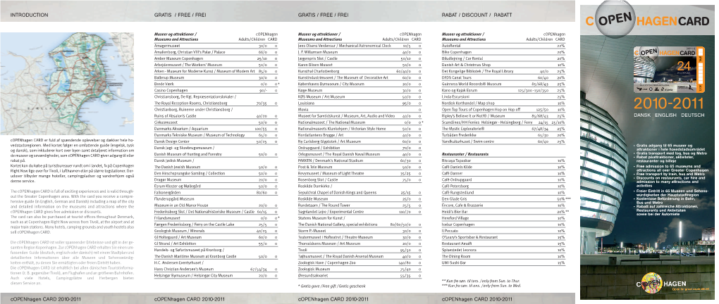 RABAT / DISCOUNT / RABATT Copenhagen CARD 2010-2011