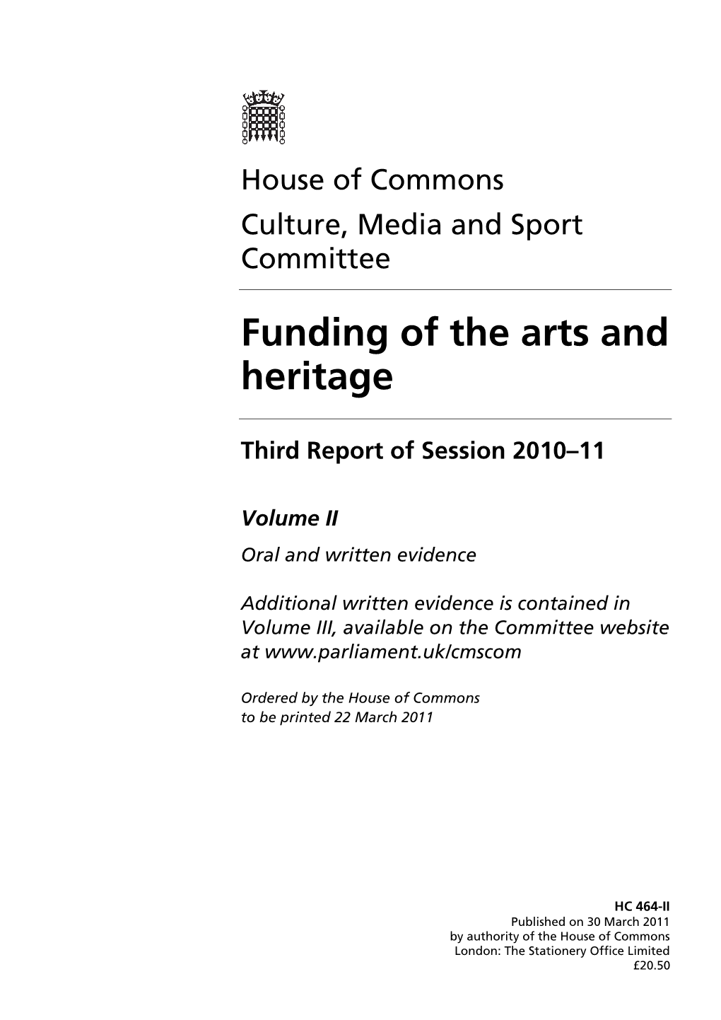Funding of the Arts and Heritage