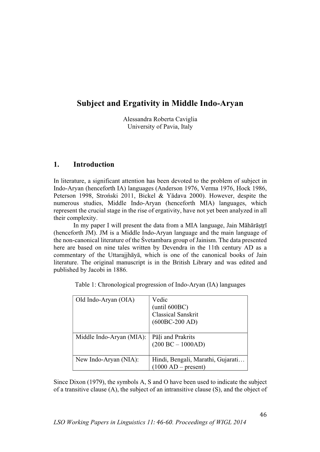 Subject and Ergativity in Middle Indo-Aryan