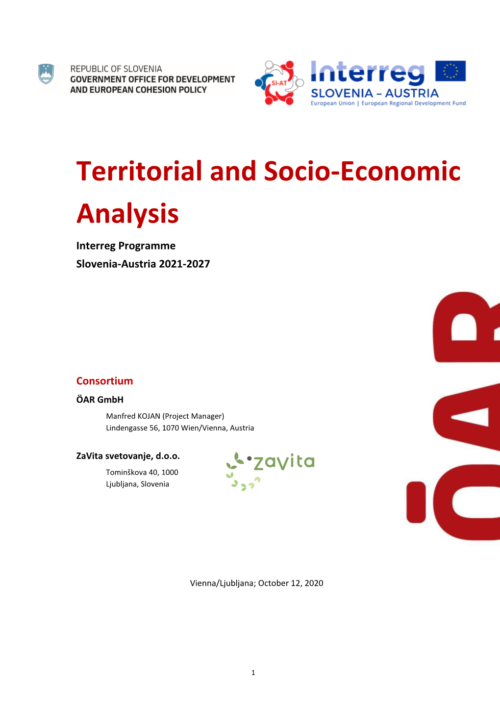Territorial and Socio-Economic Analysis Interreg Programme Slovenia-Austria 2021-2027