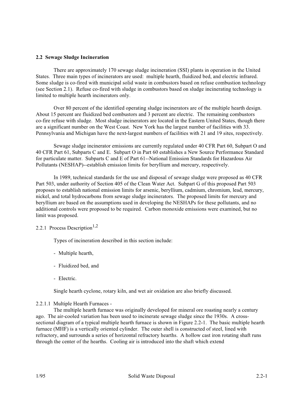 2.2 Sewage Sludge Incineration