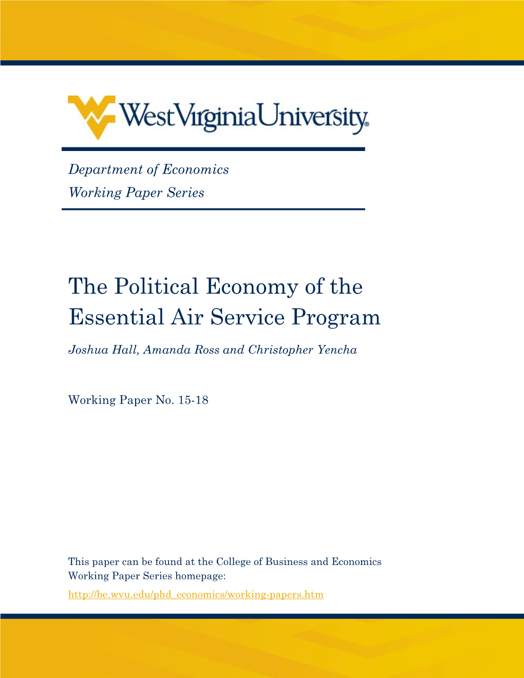 The Political Economy of the Essential Air Service Program