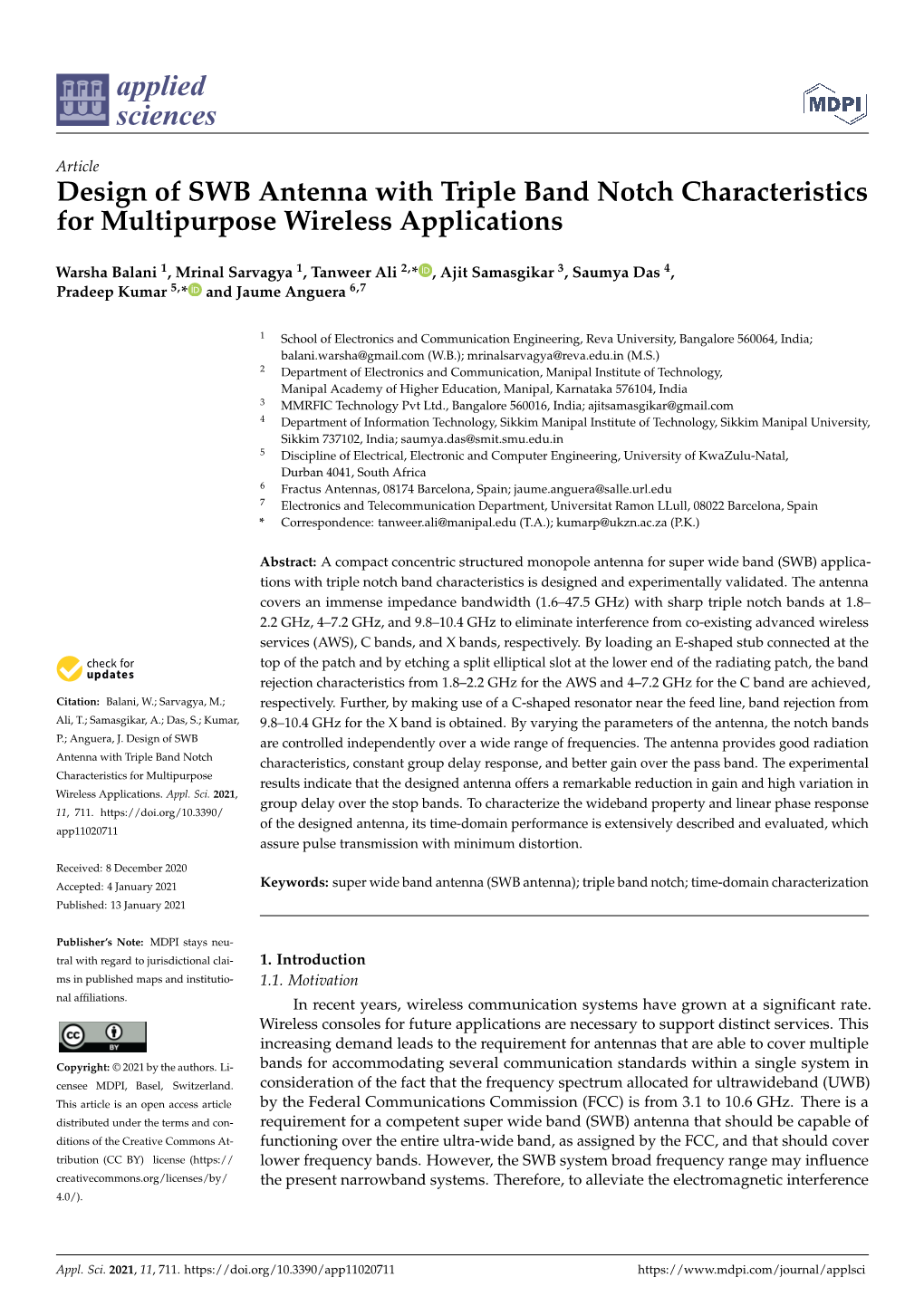 Design of SWB Antenna with Triple Band Notch Characteristics for Multipurpose Wireless Applications