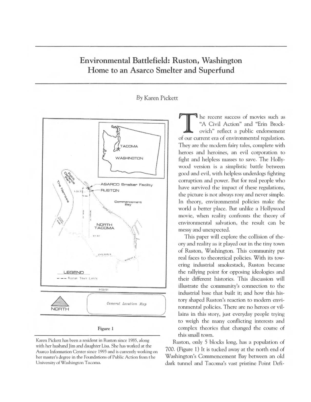 Ruston, Washington Liome to an Asarco Smelter and Superfund