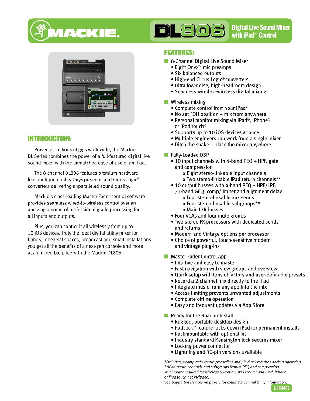 Digital Live Sound Mixer with Ipad® Control