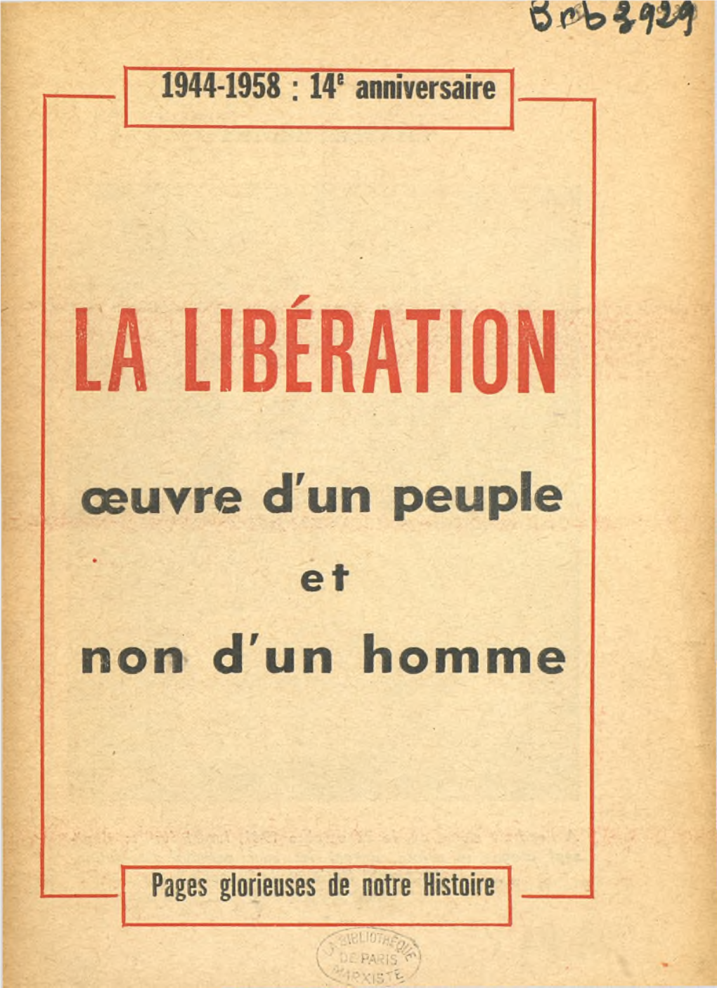 Œuyre D'un Peuple Non D'un Homme