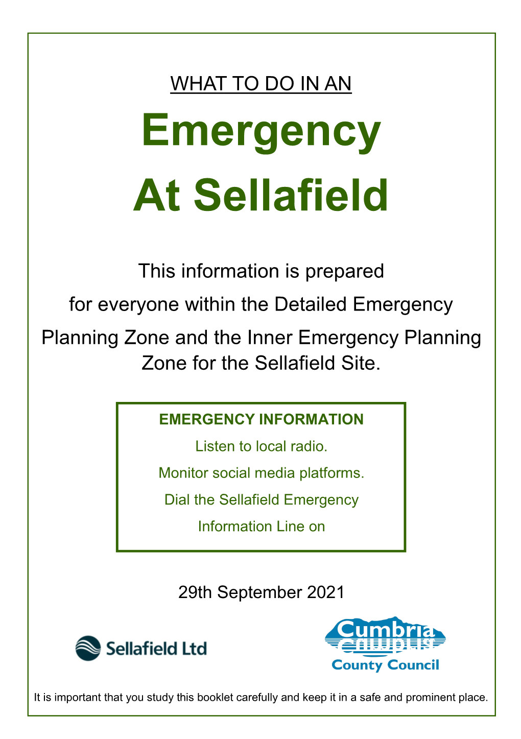 Sellafield What to Do in a Radiation Emergency Booklet