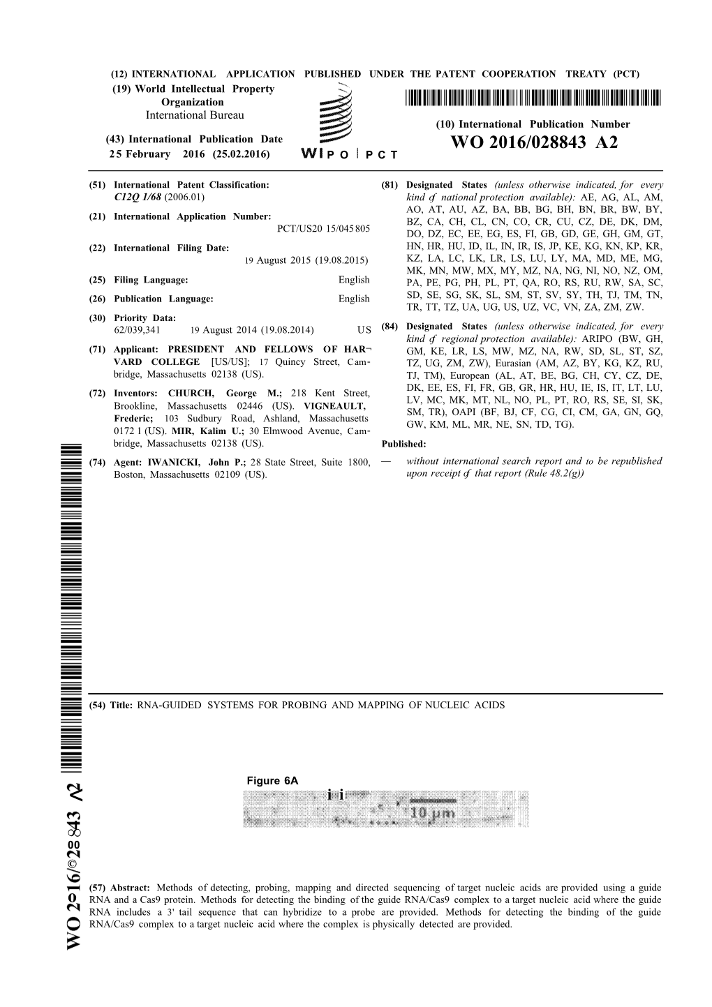 WO 2016/028843 A2 25 February 2016 (25.02.2016) P O P C T