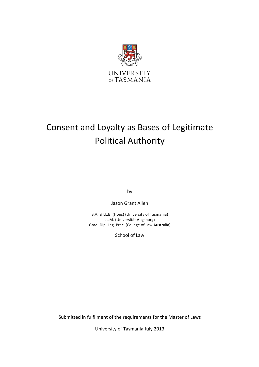 Consent and Loyalty As Bases of Legitimate Political Authority