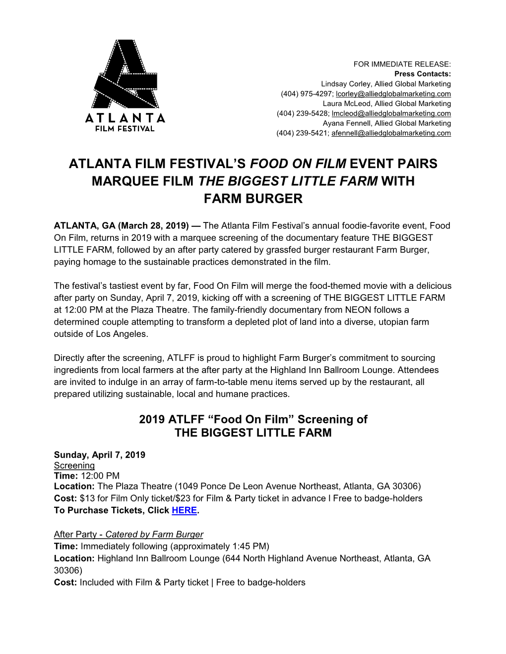 Atlanta Film Festival's Food on Film Event Pairs Marquee