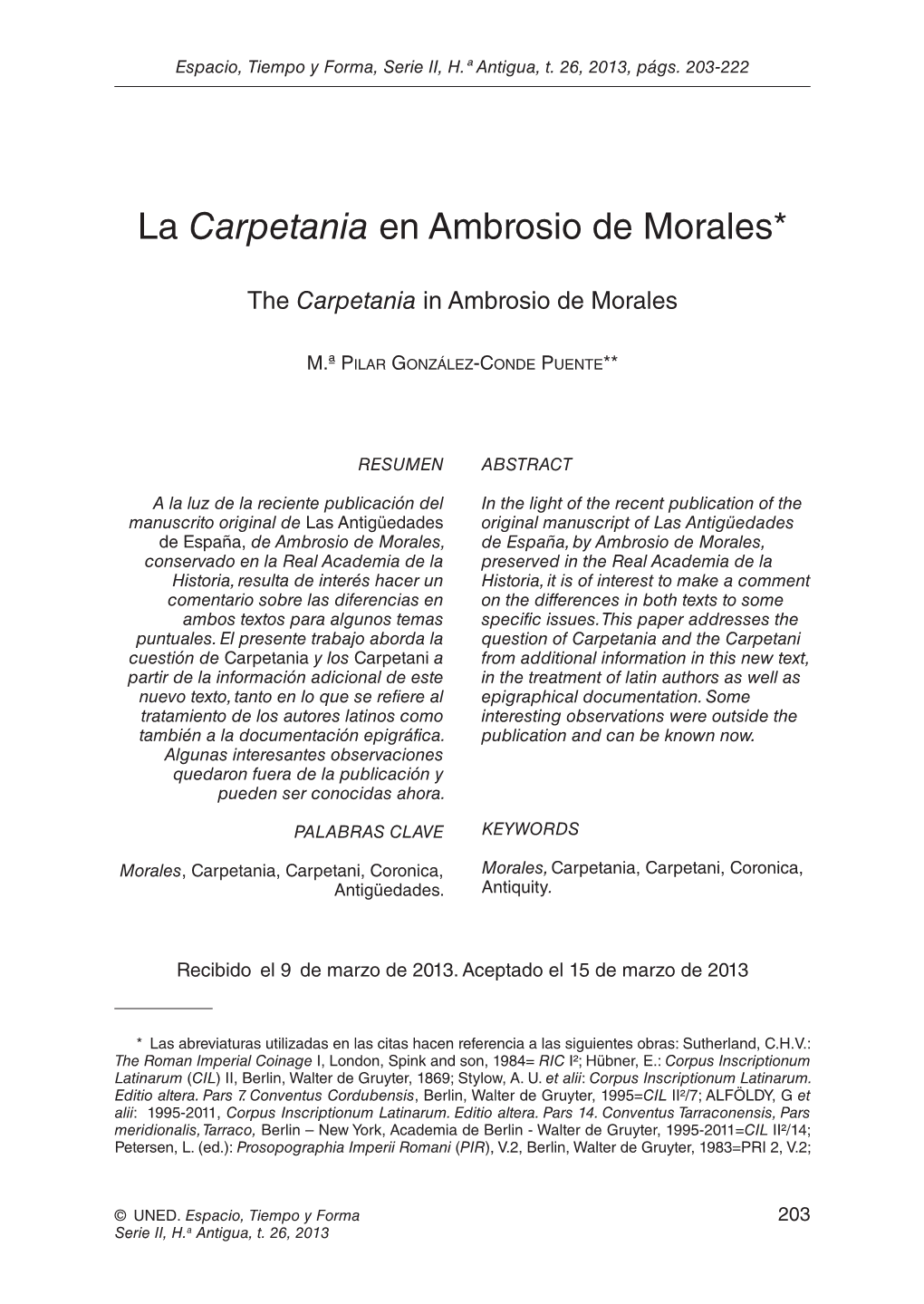 La Carpetania En Ambrosio De Morales*