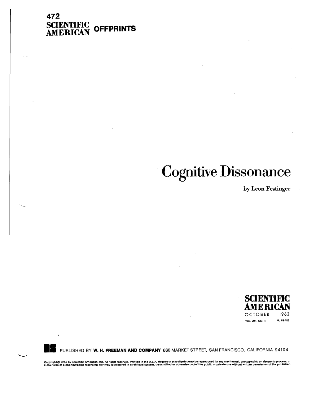 Cognitive Dissonance by Leon Festinger