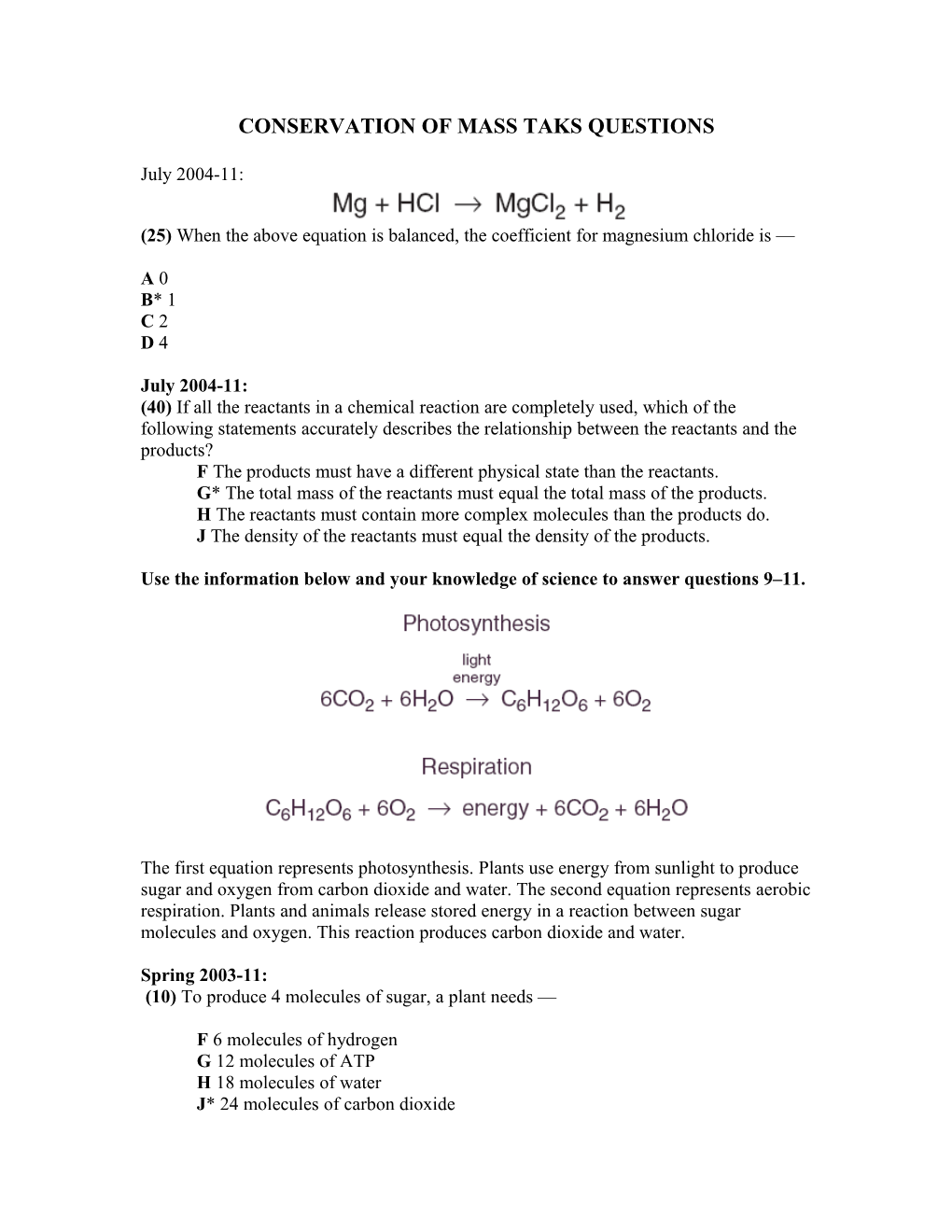 Conservation Of Mass Taks Questions