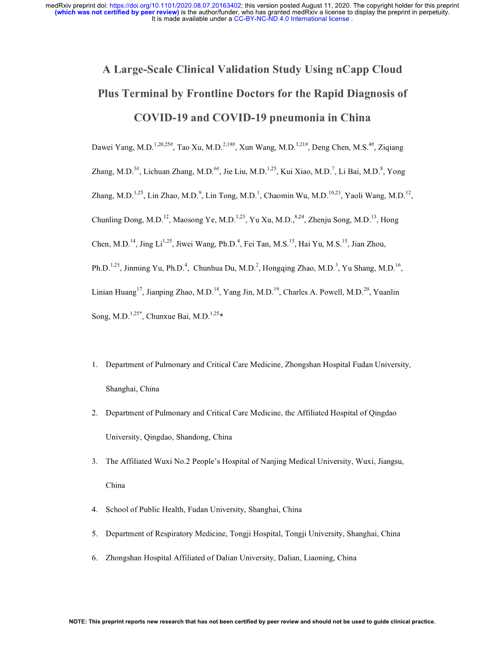 A Large-Scale Clinical Validation Study Using Ncapp Cloud Plus