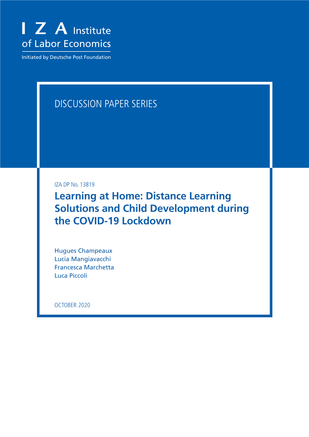 Distance Learning Solutions and Child Development During the COVID-19 Lockdown