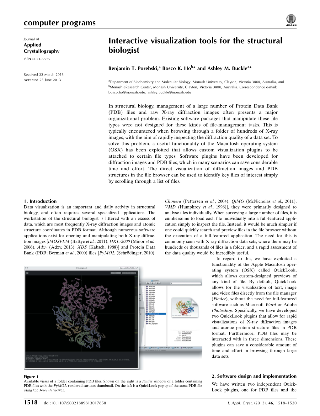 Interactive Visualization Tools for the Structural Biologist