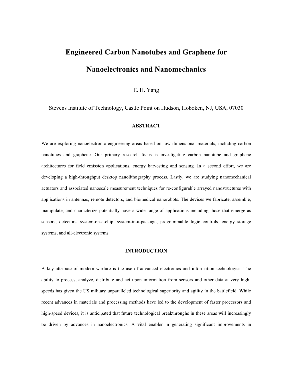 Engineered Carbon Nanotubes and Graphene for Nanoelectronics And