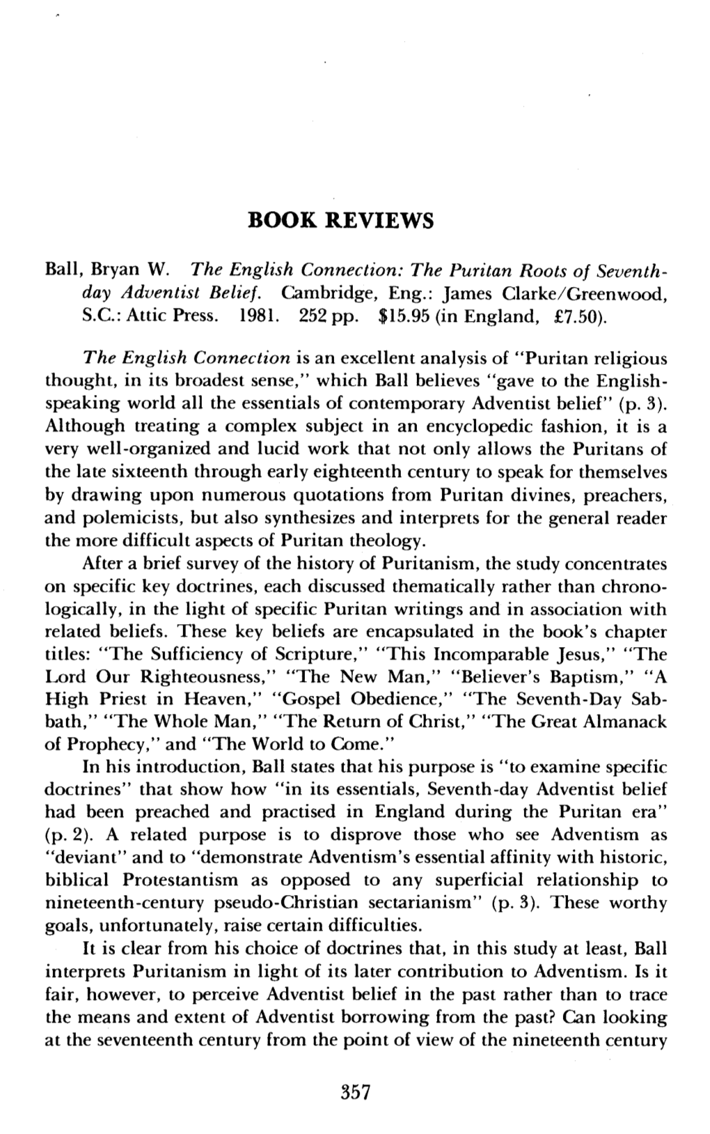 The Puritan Roots of Seventh-Day Adventist Belief