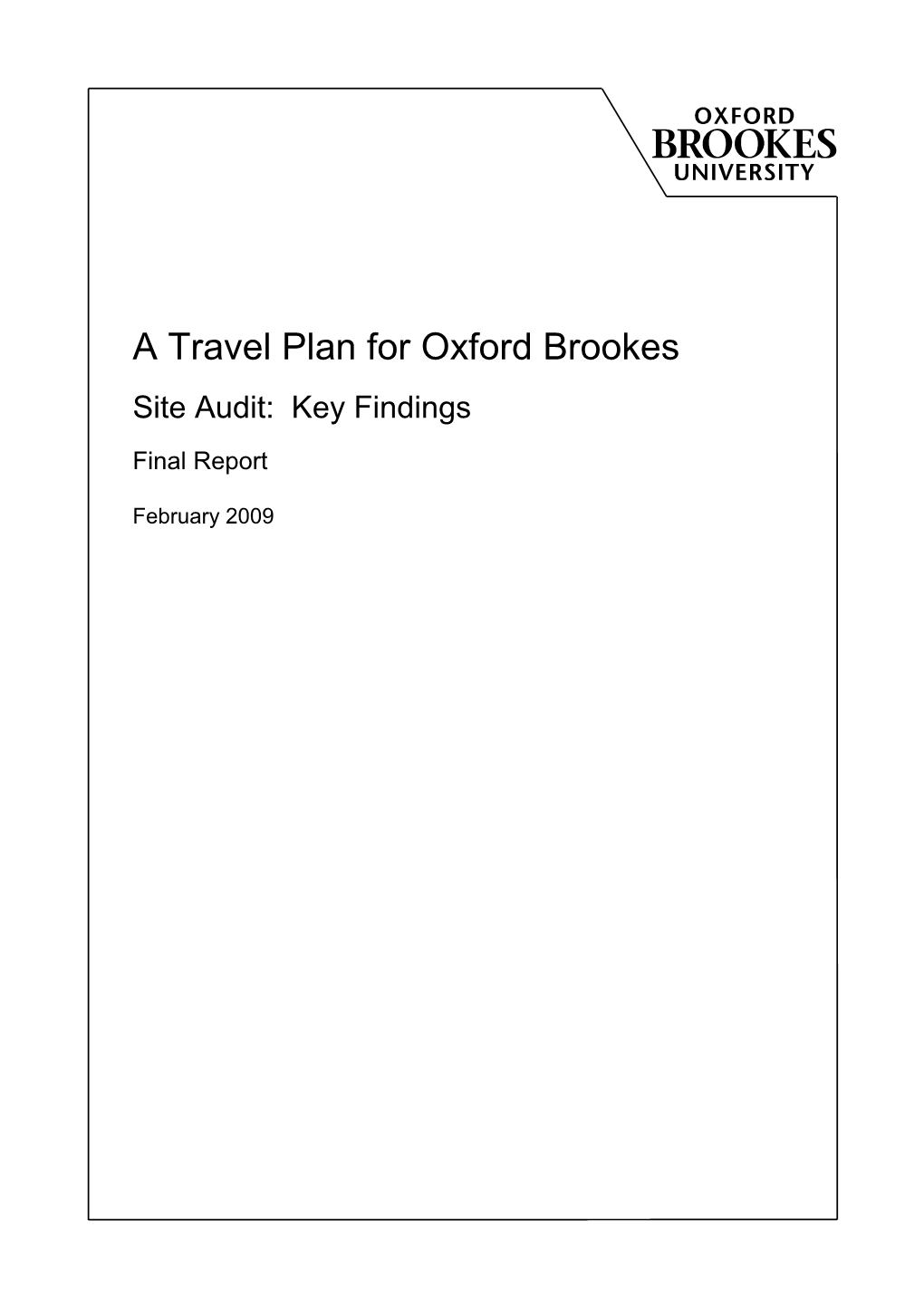 A Travel Plan for Oxford Brookes