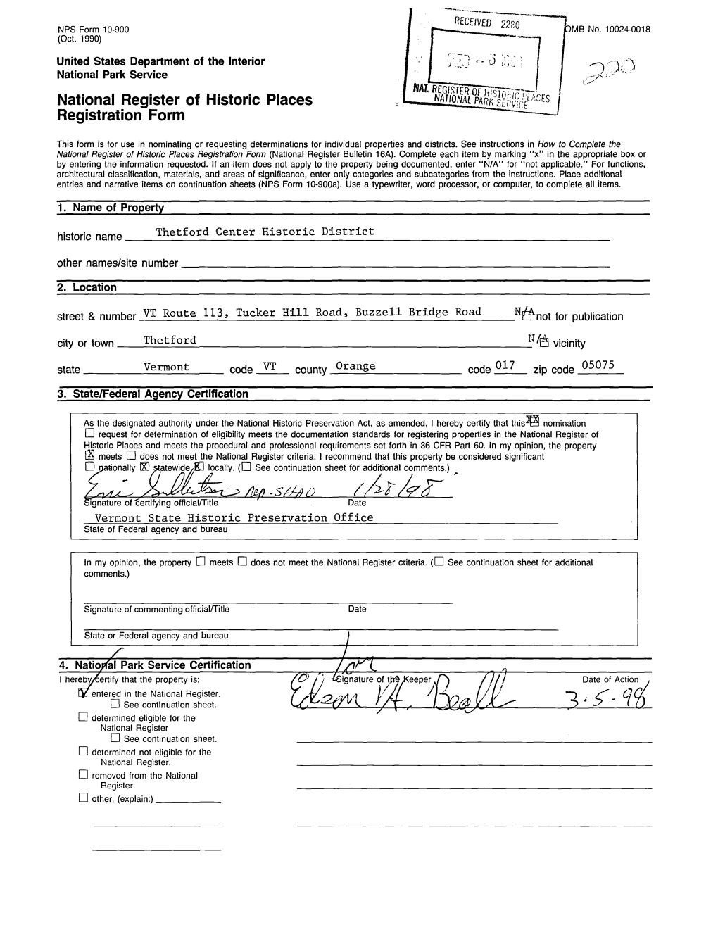 W-Y—I Fee-^^^-^F D Determined Eligible for the National Register D See Continuation Sheet