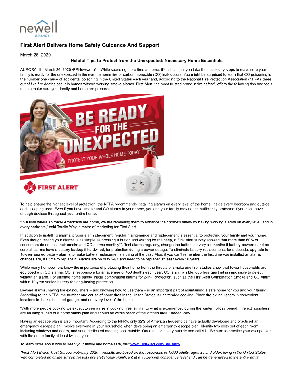 First Alert Delivers Home Safety Guidance and Support