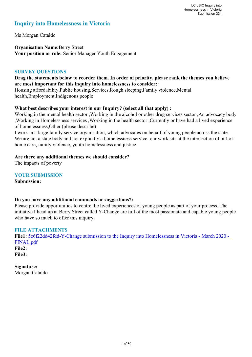 Inquiry Into Homelessness in Victoria Submission 334 Inquiry Into Homelessness in Victoria