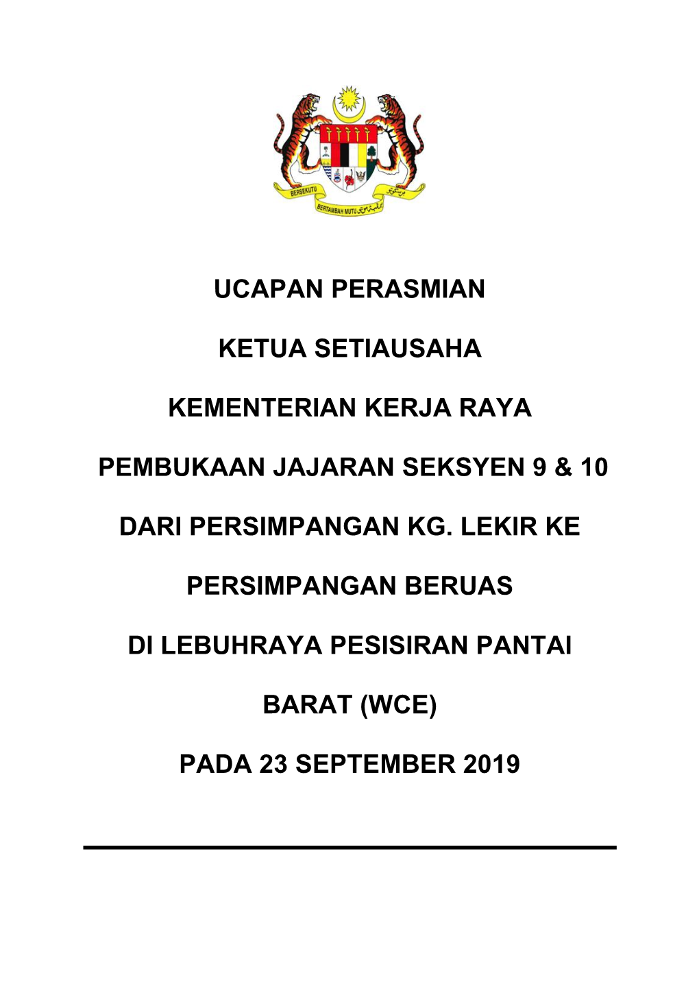 UCAPAN PERASMIAN KSU WCE (SEKSYEN 9 & 10).Pdf